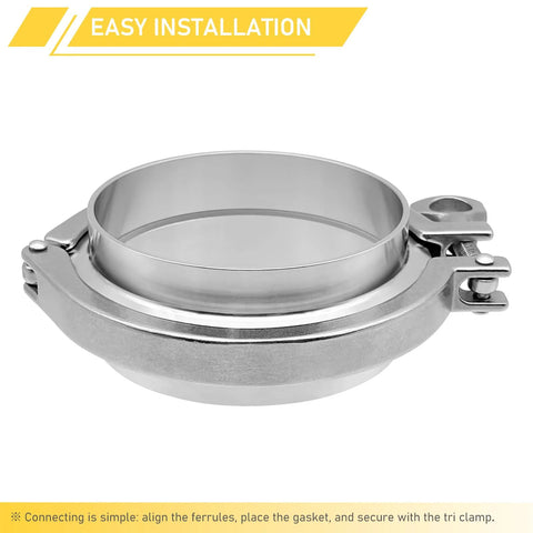 4-inch tri-clamp ferrule in 304 stainless steel with clamps for sanitary fittings (2 pcs)