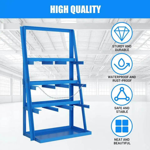 Beefy Vertical Long Parts Storage Rack With 3,000 Lb Capacity For Pipes And Lumber, heavy duty pipe organizer shelf, blue