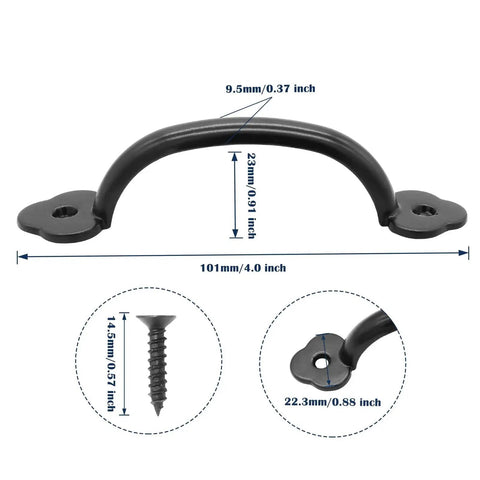 12 Pack Rustic Barn Door Handles Set 4 Inch Length Hole To Hole 3.2 Inches Metal Gate Pull Handles With Screws Black Finish