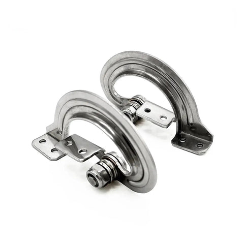 Pair of Amazon stainless steel adjustable damping hinges with concealed torque and mounting plates.