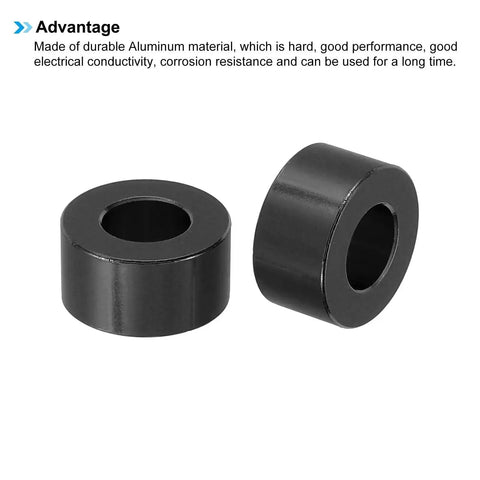 Aluminum Spacer Kit Eight Piece Standoff Spacers 8.2mm ID 16mm OD 8mm Length Compatible With One Third Inch And M8 Bolts Black Anodized