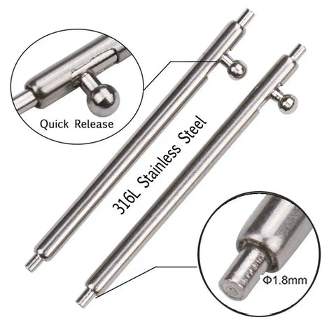 Close-up of Quick Release Watch Spring Bar Pins 20 Piece Set 12Mm 14Mm 16Mm 18Mm 20Mm 22Mm 24Mm Stainless Steel