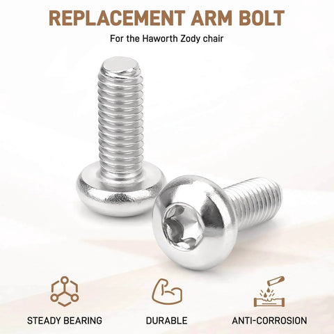 Armrest Screws For Zody Office Chair Replacement Hardware M6 16mm Size Pair Durable Alloy Steel Grade 12.9 for damaged armrests
