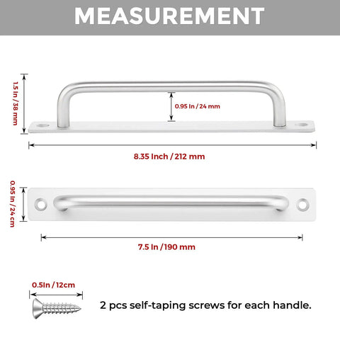 8 Pack Barn Door Handles for closets and sliding doors seven and a half inch center to center silver zinc alloy cabinet pulls