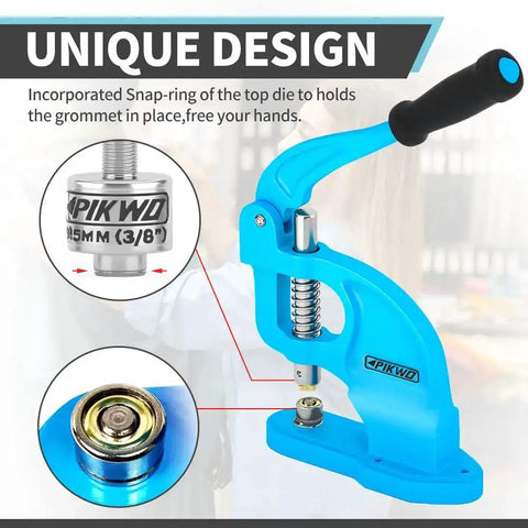 Heavy Duty Eyelet Grommet Machine Press Kit With 3 Interchangeable Dies And 900 Grommets featuring unique design for labor saving.