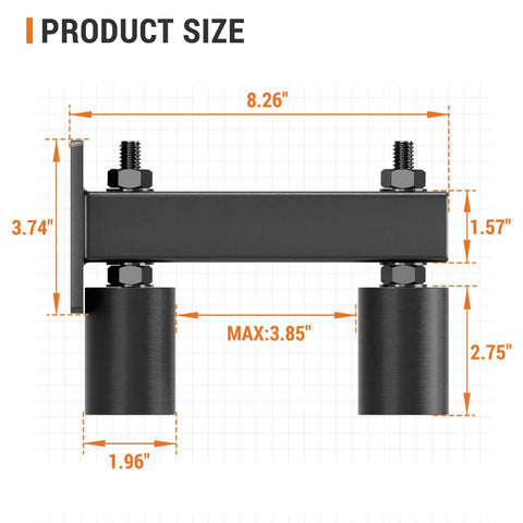 Beefed Up 3 Inch Gate Guide Roller Kit With Steel Bracket And Dual Hard Nylon Rollers For Sliding Gates Up To 4 Inches, front view