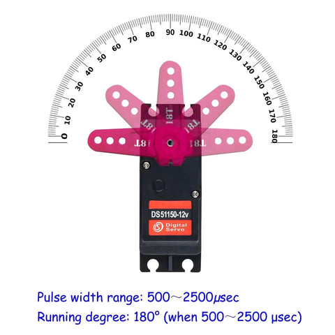 Beefy 150Kg Full Metal Gear Digital RC Servo 180 Degree Waterproof IP67 12V Ready with 18T Arm and 180° rotation display