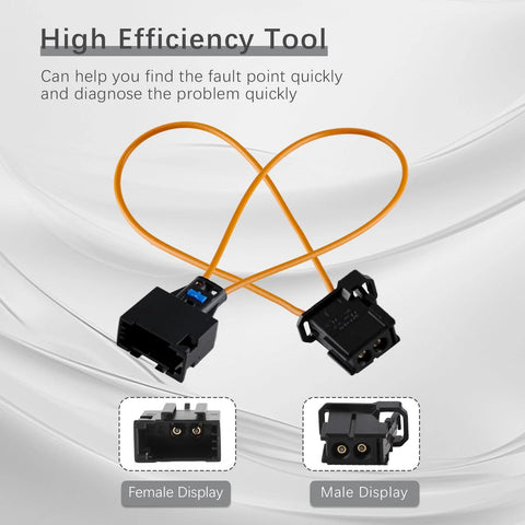 Velidy 2-pack fiber optic loop bypass adapters, orange cables, black plugs, for Benz/Audi/Mercedes/BMW/VW/Porsche.