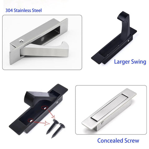 Sliding Pocket Door Handles 304 Stainless Steel Non Locking Pocket Door Hardware Recessed Flush Finger Pulls Heavy Duty Edge Pull Satin Nickel Finish 6 Inch Set for Interior Doors