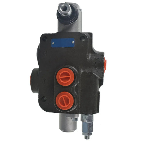 Front view of Heavy Duty 1 Spool Hydraulic Directional Control Valve 21 GPM 3600 PSI SAE Ports for small tractors and loaders.