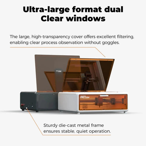 Falcon A1 10W Laser Engraver With Enclosed 80W Cutter, clear windows, die-cast metal frame, Creality product