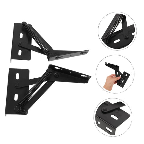Folding Sofa Hinge Kit With Spring Loaded Storage Brackets For Cabinets And Furniture Easy Install Heavy Duty Steel Pro Grade