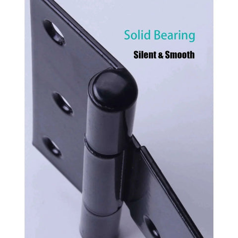 Heavy Duty T Strap Hinge 4 Inch Tee Hinge For Shed Gate Barn Fence Doors Rustproof Black 6 Pack close-up showing solid bearing