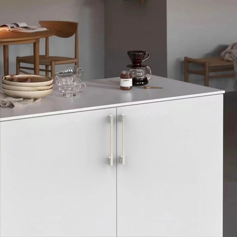 10 Pack 5 Inch 128mm Cabinet Handles Brushed Satin Nickel Zinc Alloy Drawer Pulls on white kitchen cabinet doors