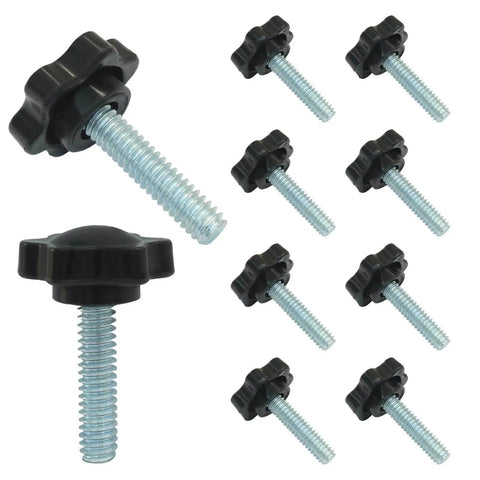 10 Pack 1/4-20 Inch Thread Knob Screws With Plastic Star Nut Set For Jig Clamping And Handy Tightening, Replacement Umbrella Base