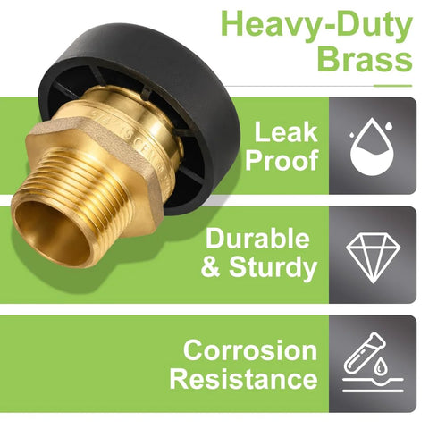 Front view of ORIANSE 3/4 inch brass vacuum relief valve with dust cover for water heater tanks