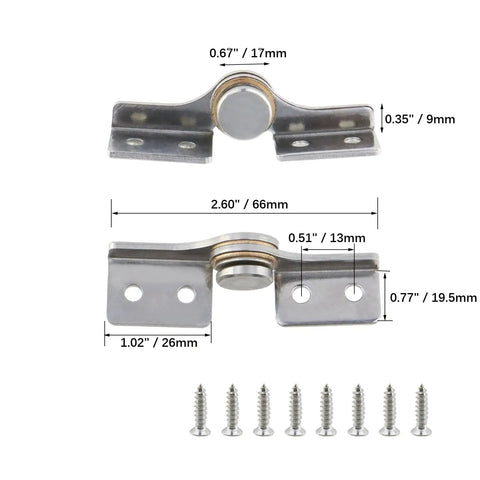 Torque Shaft Hinge Set With Adjustable Damping 2 Pack Small Metal Damper Hinges stainless steel with included screws