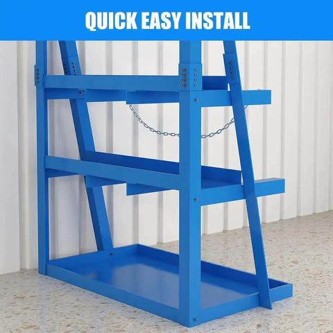 Blue Beefy Vertical Long Parts Storage Rack With 3,000 Lb Capacity for pipes and lumber, heavy duty pipe organizer shelf