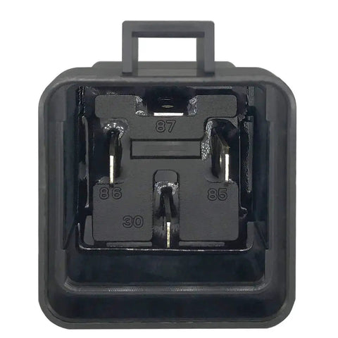 Close-up of 4 Pin 40 And 30 Amp 12 Volt DC Waterproof Automotive Relay with beefy heavy-duty wires, showing pin configuration.