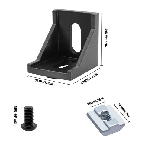 24 Pieces SeekLiny 4040 Aluminum Extrusion Corner Bracket Black For 8020 V Slot And T Slot Systems With Screws M8 Nuts And Wrench Included