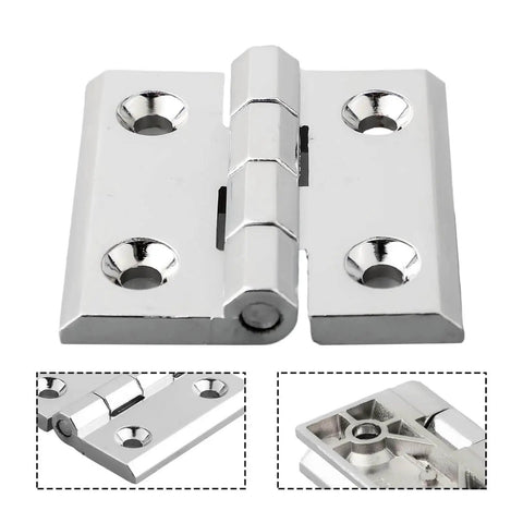 Adjustable Butt Door Hinge for Cabinets and Furniture Self Closing and Quiet Operation Heavy Duty Stainless Steel, shown closed.