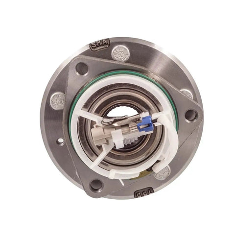 Front view of Front Hub Bearing Assembly For Cadillac STS 2003 2011 5 Lug ABS 25693148 512223 with ABS sensor