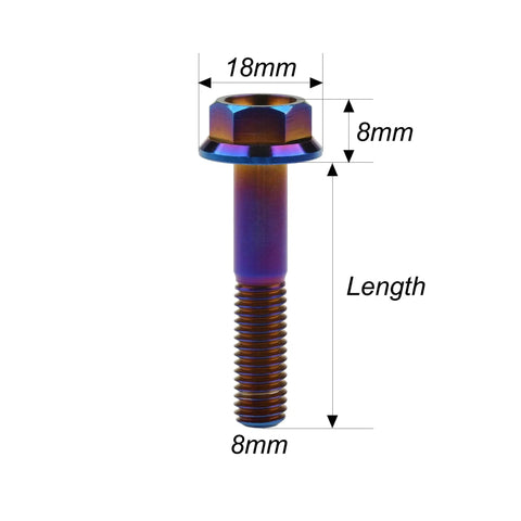 Titanium Hex Flange Bolts M6 And M8 Pack Of 6 With Burn Blue Finish In 10 15 20 25 30 35 40 45 50 55mm Length Options Grade 5 6AL4V