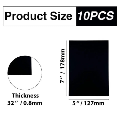 Premium Black Anodized Aluminum Sheets 5x7 Inch One Thirty Second Inch 0.8mm Corrosion Resistant Plates 10 Pack
