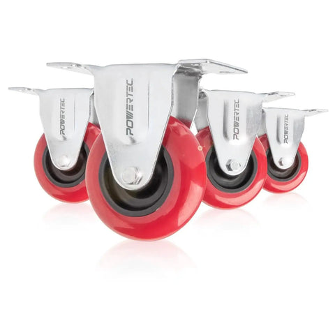 3 Inch Fixed Plate Caster Wheels Set Heavy Duty Rubber Casters 640 Lb Load Capacity Non Marring And Smooth Rolling For Furniture Carts Dollies And Workbenches Four Pack Ideal For Workshop Mobility And Easy Installation shown in a front view