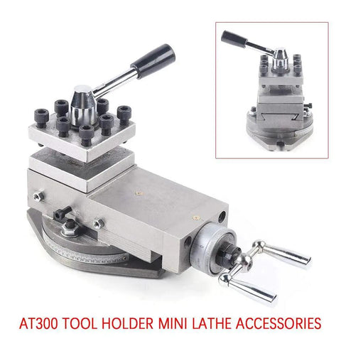 Pro Grade AT300 Mini Lathe Tool Rest Assembly With Quick Change Tool Post Holder featuring durable cast iron construction