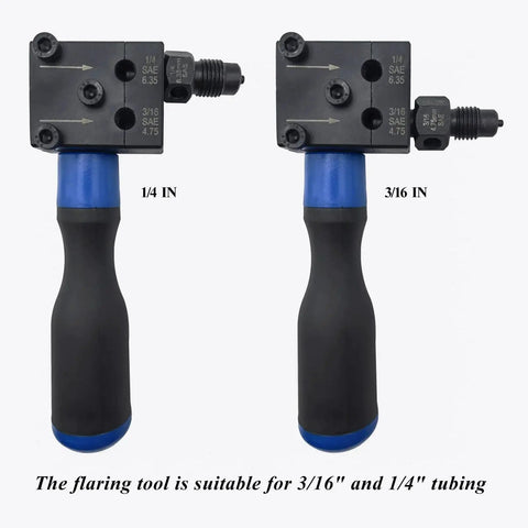 Double Flare Tool Kit For Brake Lines Three Sixteenth And One Quarter Inch showing 3/16 and 1/4 inch flaring tools