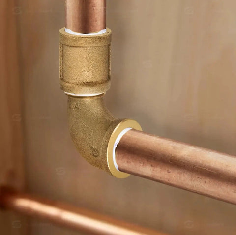 1 Inch Brass Street Elbow 90 Degree With Male And Female NPT Threaded Fittings, Lead Free Brass Construction, installed view