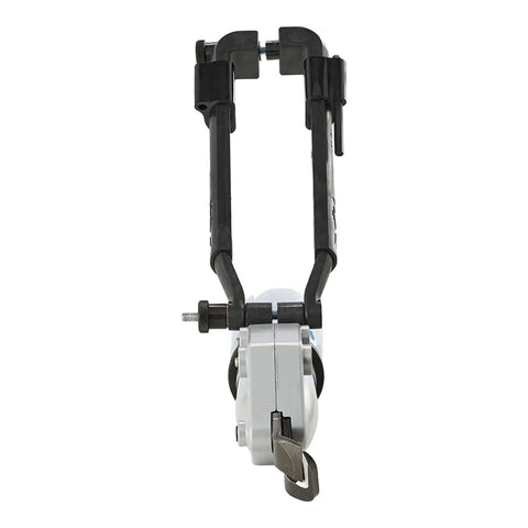 Front view of TurboShear Drill Attachment For Corrugated Metal Roofing, 360 Degree Rotating, showing cutting blades and handle.