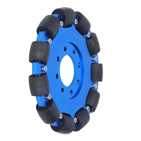 Five Inch Omnidirectional Robot Wheel With Aluminum Alloy Hub Dual Bearings Silicone Rollers For Smooth Lateral Movement In DIY Robots