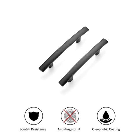 30 Pack Curved Cabinet Pulls Matte Black Arch Kitchen Drawer Handles 5-3/16 Inch Length 3 Inch Center Hole Zinc Alloy Construction