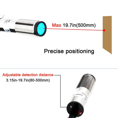 Laser Photoelectric Switch Sensor NPN NO And NC Four Wire Ten To Thirty Volt DC Input Detection Range Eight To Fifty Centimeters