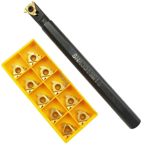 SNR0013M16 CNC Lathe Internal Threading Boring Bar Kit with 11 AG60 Carbide Inserts and T15 Wrench, 13mm Shank
