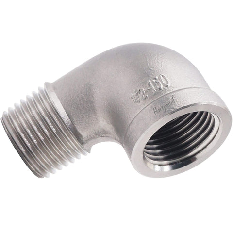 Horiznext 1/2 in stainless steel NPT elbow fitting, 90-degree with male and female threads