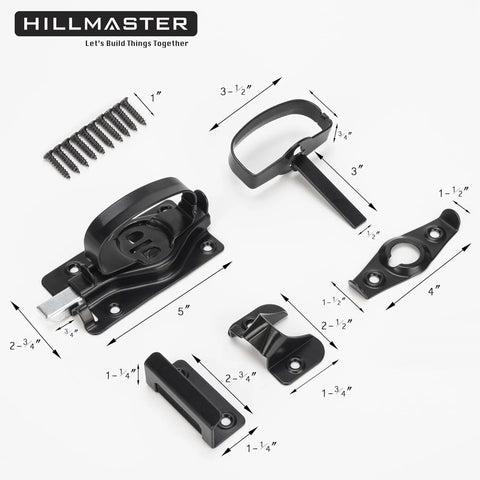 Heavy Duty Automatic Locking Gate Handle Latch For Interior And Exterior Doors, Built Tough Door Latch Hardware components laid out