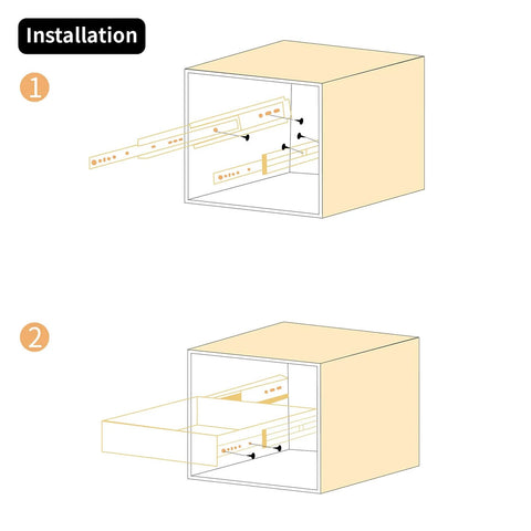 Installation guide for 40 Inch Heavy Duty Drawer Slides Set With Screws, 500 Lb Capacity, Side Mount Full Extension, 3 Fold Ball Bearing Rails.