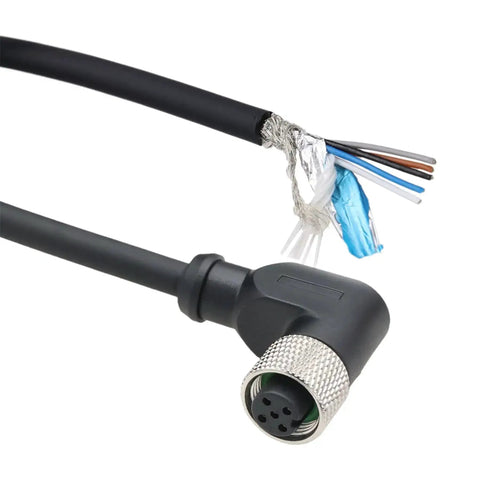 M12 A Coded 5 Pin Female Actuator Sensor Data Cable For Industrial Controls Automation With Right Angle 90 Degree Connector