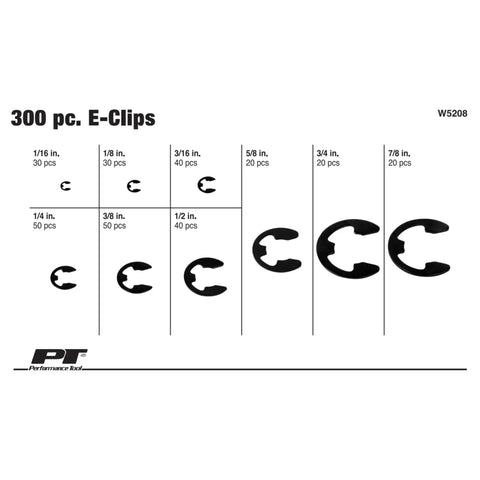W5208 300 Piece E Clip Assortment Kit With Resealable Case For Shop Use Includes Nine Popular E Clip Sizes Durable Black Finish