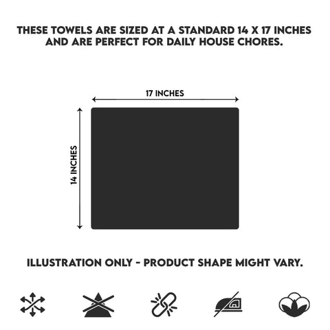 60 Pack White Cotton Terry Bar Mop Towels, 14X17 Inches, Super Absorbent Cleaning Rags dimensions illustration