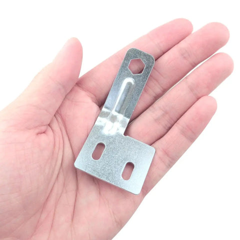 4 Pack Bi Folding Door Surface Alignment Bracket Made Of Stainless Steel In Silver Finish Top Pivot Hardware Kit in hand
