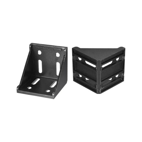 Beefy Inside Corner Bracket Gusset for 8080 Aluminum Extrusion, 78mm by 78mm by 79mm Angle Connector Set, Black, 4 Pieces, Front View