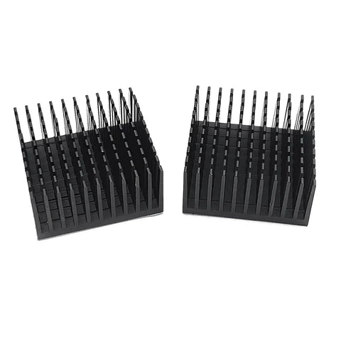 4 Pack Aluminum Heat Sink 40x40x20mm With Thermal Conductive Tape Cooling Kit, two black heatsinks side by side
