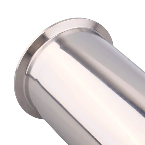 Stainless steel sanitary spool tube with clamp ends, 4 inch tri-clamp flange, 8 inch length