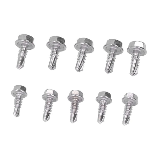 Self Drilling Screws Hex Head Stainless Steel 100 Pcs Set 4.2x13mm And 4.8x13mm Heavy Duty Fasteners For Metal And Wood Applications