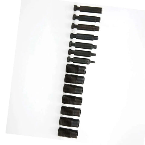 Versatile Sheet Metal Punch Kit with sixteen piece tool set for construction and decoration, displayed on a white background.