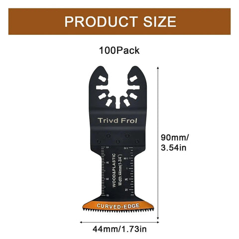 Curved Edge Oscillating Tool Blades 100 Pcs Universal Wood Multitool Set with depth guide, pro-grade high carbon stainless steel